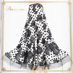 社交ダンス 衣装 スタンダード スカート レッスンウェア 水玉 黒 白 Leirena レイリーナ ホワイト系 ブラック系 花柄 バラ ドット 薔薇 レトロ おしゃれ フレアスカート お揃い かわいい カジュアル ダンス用スカート フォーマル 結婚式