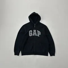 【XLサイズ】オールドGAP 白タグ 00s スウェット ジップパーカー 黒 Y2K