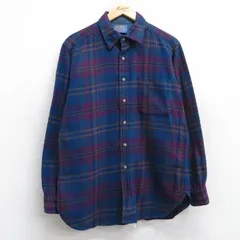 L/古着 ペンドルトン 長袖 ウール シャツ メンズ 80年代 80s USA製 紺他 チェック 26jan13