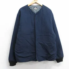 XL/古着 長袖 ジャケット メンズ 90年代 90s 紺 内側キルティング 26jan13