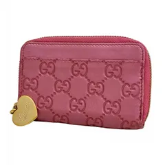 【6bd5167-k】グッチ コインケース グッチシマ 268750 レザー ピンク シャンパンゴールド金具【中古】レディース