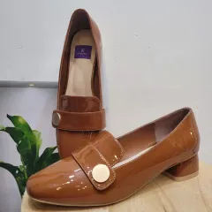 BABARA キャメル エナメル ローファー