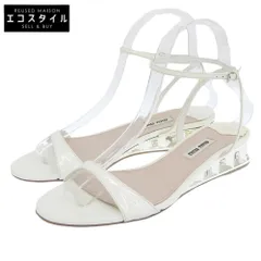 MIUMIU ミュウミュウ パテント ストラップ サンダル シューズ レディース 白 ホワイト 37 37