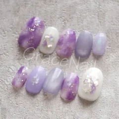 No.2056 現品販売！ネイルチップ　パープル/ニュアンス/マグネット