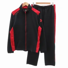アンダーアーマー UNDER ARMOUR セットアップ ジャージ トラックジャケット イージーパンツ ロゴプリント LG 黒 ブラック 赤 レッド /FF