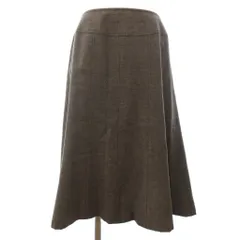バーバリー ロンドン BURBERRY LONDON ひざ丈 フレア スカート ウール ブラウン系 44 ■GY14