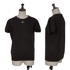 ヴィヴィアンウエストウッドVivienne Westwood 旧赤タグ オーブ刺繍半袖ニット 黒S位