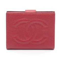 シャネル CHANEL Wホック財布 ココマーク レッド レザー カーフ（牛革） ココマーク がま口財布 レディース Used B