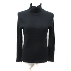 23区 オンワード樫山 カットソー リブ 長袖 ハイネック 38 M 黒 ブラック /YI