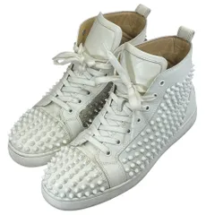 クリスチャンルブタン Louis ハイカット スニーカー シューズ スタッズ　レザー　ホワイトChristian Louboutin [サイズ 40 1/2 約25.5cm] 存在感 高級感 ストリート映え コーデ主役