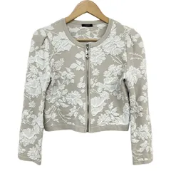 COTOO(コトゥー) カーディガン サイズ38 M レディース美品  - グレーベージュ×白 長袖/ジップアップ