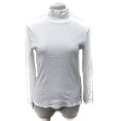 23区 オンワード樫山 カットソー リブ 長袖 ハイネック 38 M 白 ホワイト /YI