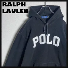 RALPH LAUREN プルオーバーパーカー フリース 刺繍 黒 XL