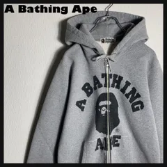A Bathing Ape フルジップパーカー ビッグロゴ 裏起毛 グレー L