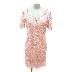 ジュエルズ Jewels ワンピース ドレス ミニ レース 半袖 ビジュー L ピンク /MN