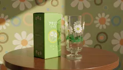 【新品・未使用】アデリアレトロ 野ばな 脚付きグラス 305ml 日本製 化粧箱入り 昭和レトロ ガラス食器 クリームソーダ ギフト プレゼント ADERIA