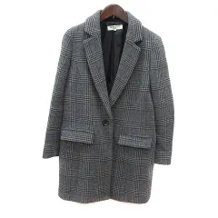 ナチュラルビューティーベーシック NATURAL BEAUTY BASIC チェスターコート 総裏地 チェック S グレー 黒 ブラック /MS