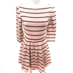 スナイデル SNIDEL ワンピース Aライン ミニ 長袖 ボーダー 0 オレンジベージュ /RT