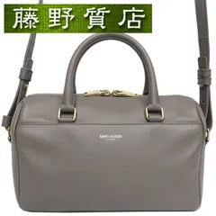 サンローラン SAINT LAURENT YSL ベイビー ダッフル ミニ ボストン バッグ レザー グレー 2way 330958 斜め掛け 8368