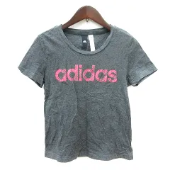 アディダス adidas カットソー Tシャツ クルーネック プリント 半袖 M グレー /MN