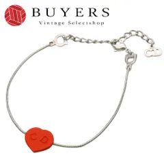【中古】 クリスチャンディオール ブレスレット CDロゴ メタル シルバー レッド ハート アクセサリー 可愛い レディース 女性 Christian Dior