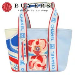 【中古】 シャネル トートバッグ サーフハイサマー カメリア スポーツライン キャンバス ライトブルー レッド ピンク 10番台 カジュアル ソルド品 レディース 女性 CHANEL