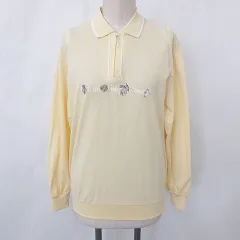 マンシングウェア MUNSINGWEAR シャツ ゴルフ スポーツウェア 長袖 ハーフジップ ロゴ 刺繍 黄 イエロー L