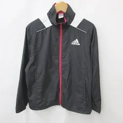 アディダス adidas スポーツウエア ゴルフ ジャケット ウインドブレーカ ジャンバー ジップアップ 黒 白 赤 ブラック ホワイト レッド L