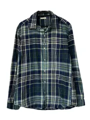 M GU ジーユー コットン100% BIGチェックパターン カジュアルシャツ