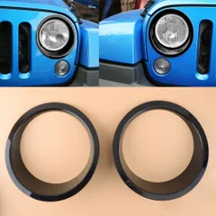 ヘッドライトランプリングトリムカバートリムキャップベゼルフィットジープラングラー JK JKU 2007-2011 2012 2013 2014 2015 2016 2017 20