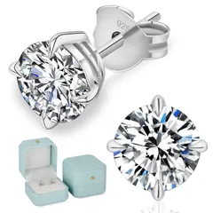 クリスマス/記念日/カジュアル 金属アレルギー対応 人気 エレガント 普段使い ギフトボックス付き シンプル 20G 人工ダイヤモンド ピアス レディース シルバー/ゴールド/ブラック S925スターリングシルバー 計0.6-3.0カラット ピアス:誕生日プレ