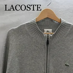 【古着】【USED】 LACOSTE ニット フルジップ AH101E サイズ5 グレー メンズ ファッション素材:綿100% _233023