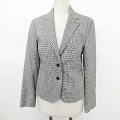 ザ・スーツカンパニー THE SUIT COMPANY テーラードジャケット シングル チェック柄 ウール シルク 黒 白 ブラック ホワイト 40