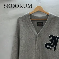 【古着】【USED】 SKOOKUM レタードカーディガン ワッペン　 Ｌ グレー メンズ ファッション素材:毛・ナイロン _233023のサムネイル