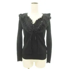 Anna nicola ラビットファー装飾 ニットアンサンブル 38 Mサイズ 黒 ブラック /MKS