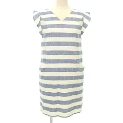 マーキュリーデュオ MERCURYDUO 美品 ワンピース ひざ丈 フレンチスリーブ ボーダー Ｆ 紺 ネイビー 白 ホワイト  /MKS A0225