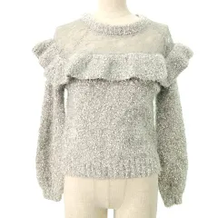 ダブルクローゼット w closet 美品 ニット セーター フリル レース グレー /MKS A0220のサムネイル