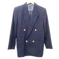 美品 ダブルブレスト テーラードジャケット ブレザー 紺ブレ 金ボタン M ネイビー ■GY47 A0225