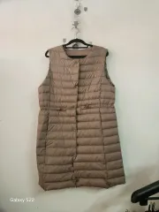 ロング 軽量 ダウン ベスト ブラウン 55-66