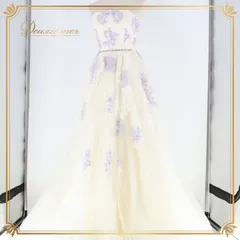 パーティドレス fine feathers ファインフェザーズ 前撮り 披露宴 結婚式 白 アイボリー 紫 レース ビーズ 発表会 演奏会 撮影 花嫁 ワンピース ドレス ホワイト系 パープル系 かわいい 優しい色合い 編み上げ フェミニン おしゃれ イベント