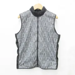 アディダス adidas ゴルフ スポーツウエア ダウンベスト ジップアップ スタンドカラー 起毛 防寒 グレー 黒 ブラック L