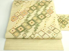 平和屋着物●極上　本場琉球　読谷山花織　紬地　九寸名古屋帯　逸品　DZAB4586kh6のサムネイル