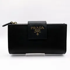 PRADA（プラダ）サフィアーノレザー 二つ折り長財布 ブラック ゴールドトーン金具 1ML005 レディース ウォレット