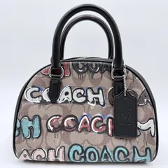 COACH（コーチ）Mint + Serf シドニー サッチェル ハンドバッグ／ミニボストン シグネチャー キャンバス グラフィティ ブラック系 C2881-GWB9S