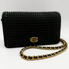 COACH（コーチ）ディンキー チェーンショルダーバッグ スタッズ装飾 ブラック レザー ゴールドトーン金具 斜め掛け レディース H1880-38729