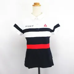 ルコックスポルティフ le coq sportif Golf Collection ポロシャツ 半袖 ロゴ ボーダー ストレッチ L ネイビー×ホワイト×レッド ※EKM