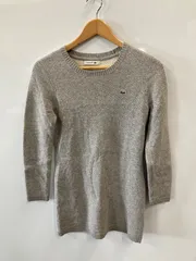 ピB351⚫︎LACOSTE⚫︎ラコステ⚫︎ニットワンピース⚫︎長袖⚫︎ウール混⚫︎カシミア混⚫︎レディース⚫︎size34⚫︎グレー