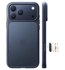 TORRAS iPhone17Pro 用 ケース 【米軍規格 3倍耐衝撃 半透明】 マット カメラコントロール保護 ストラップホール付き ワイヤレス充電対応 MagSafe非対応 滑り止め 指紋防止 6.3インチ プロ 「Guardian」 ブラック