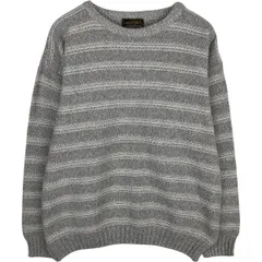 古着 80~90年代 エディーバウアー Eddie Bauer 黒タグ ボーダー柄 コットンニットセーター USA製 メンズL相当 ヴィンテージ/eaa618194
