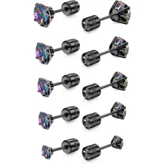 スタッド スタッド ピアス ピアス ピアス 2/3/4/5/6 両面 ジルコニア 5A セット サージカルステンレス MM 5ペア 人気 レディース メンズ Jstyle